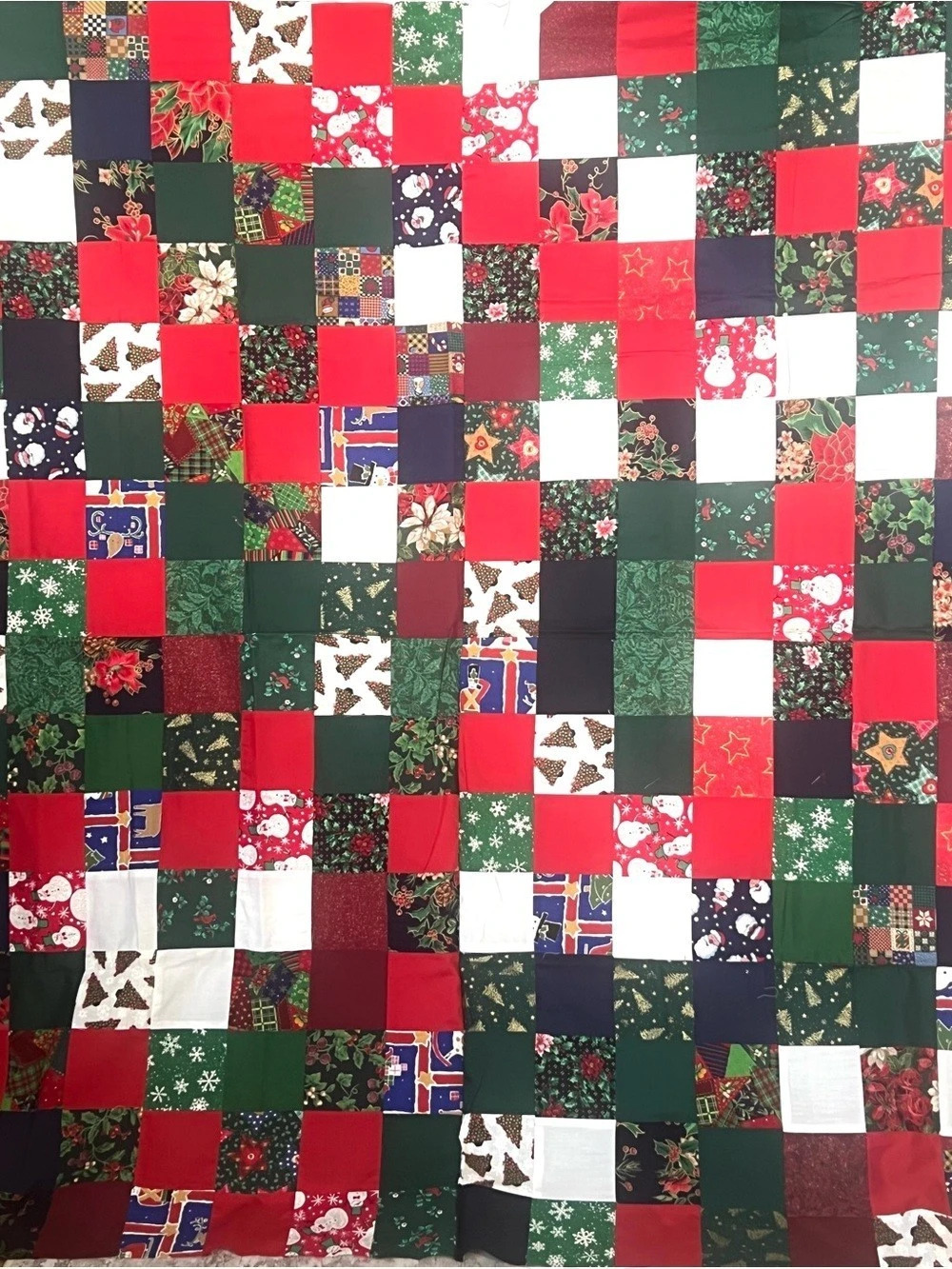 Christmas Patchwork Quilt TOP in Red & Green